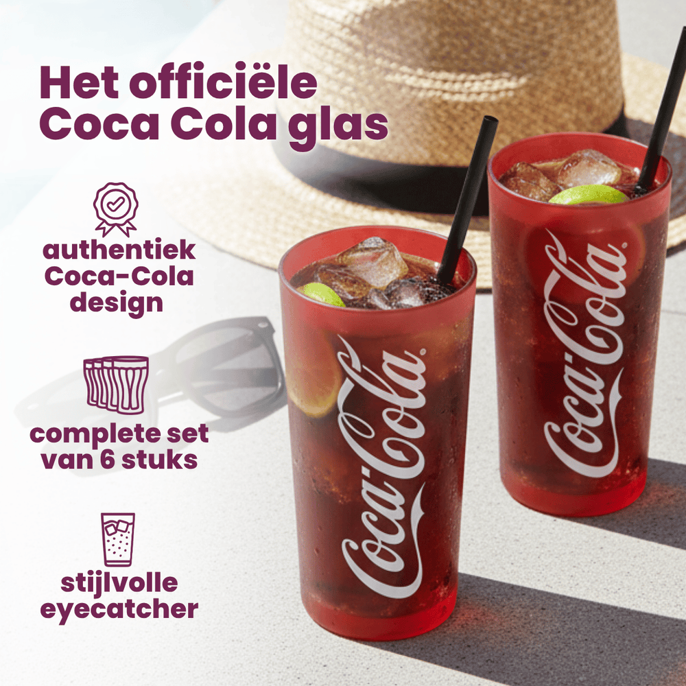 Coca Cola Gläser - Longdrinkgläser - Erfrischungsgetränkgläser - Rot 270 ml - 6 Stück