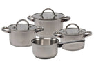 Cooking Topfset 4-teilig Edelstahl - Kochtopf ø 16, 18, 20 cm & Stielkasserolle ø 16 cm - geeignet für alle Wärmequellen