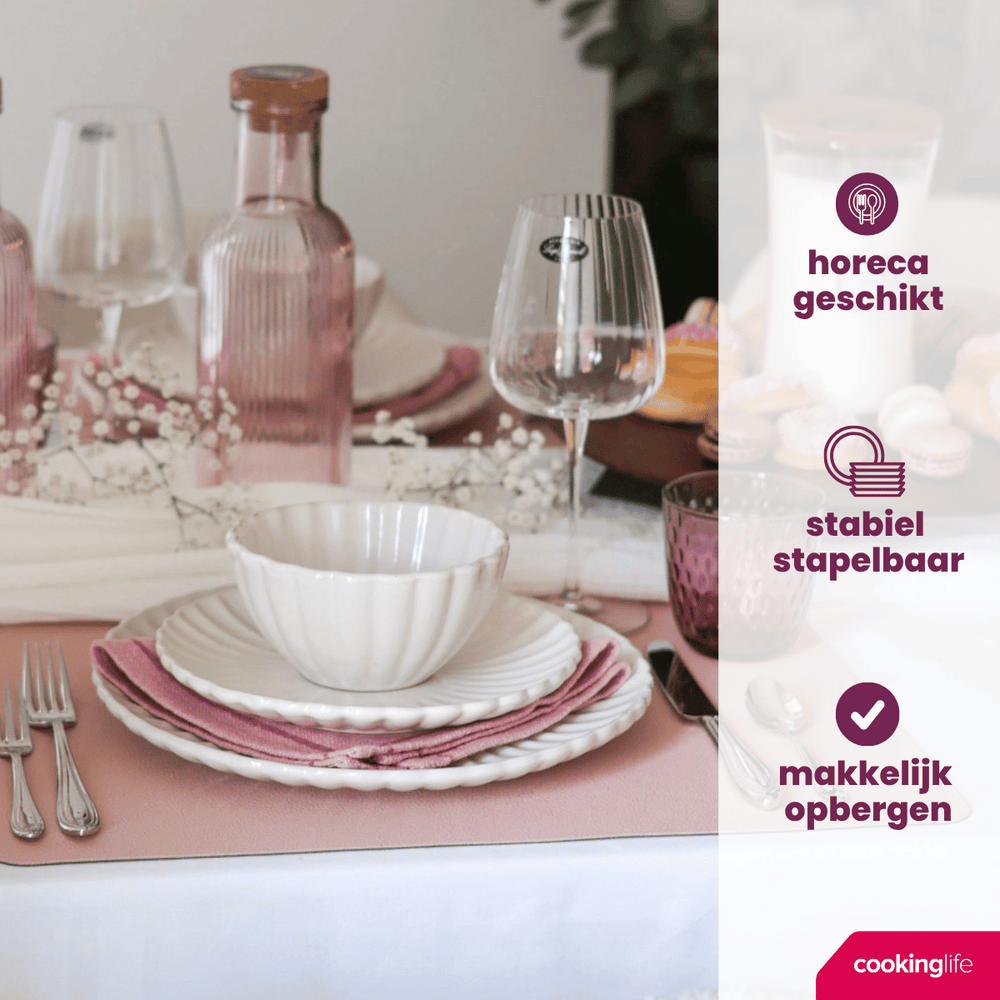 Cookinglife Geschirrset Cardida Off White 18-teilig / 6 Personen - 6 Speiseteller, 6 Frühstücksteller und 6 Schalen