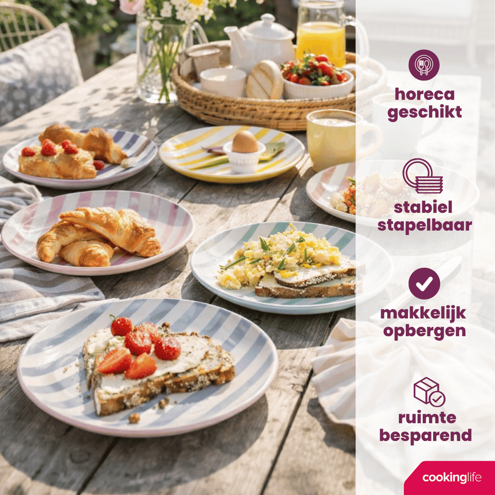Cookinglife Geschirrset Spring Vibes - 18-teilig / 6 Personen - 6 Speiseteller, 6 Frühstücksteller und 6 Suppenteller