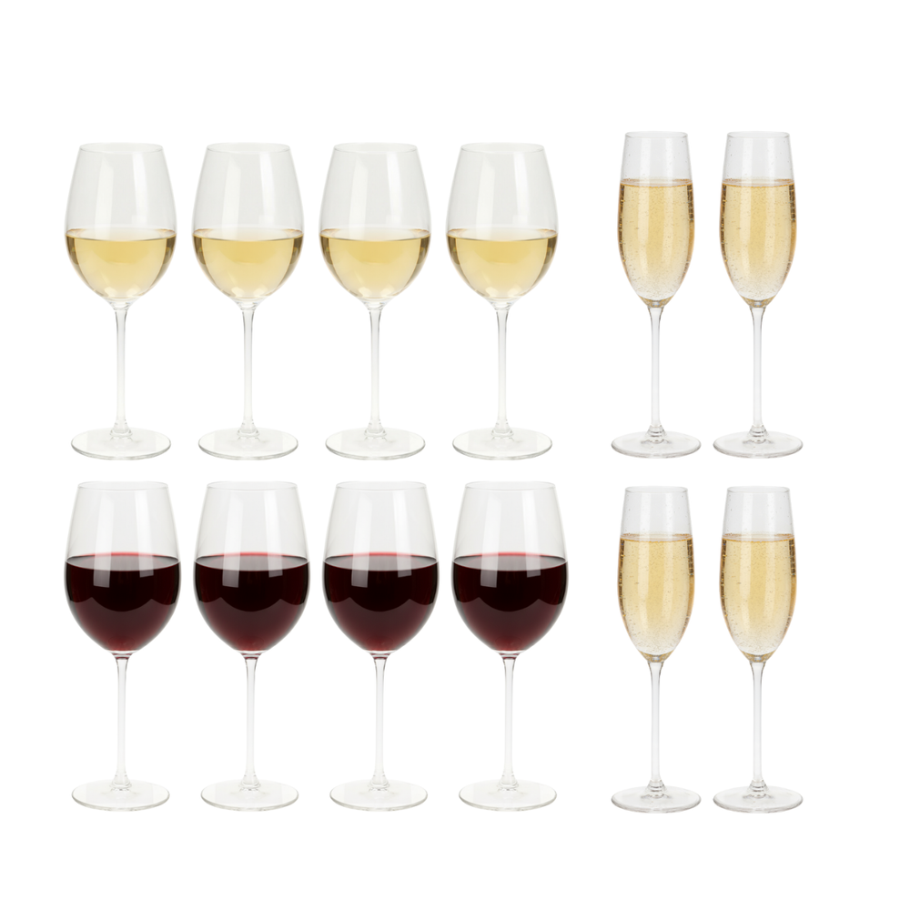 Cookinglife Weinglas-Set Solare 12-teilig - Rote Weingläser + Weiße Weingläser + Champagnergläser