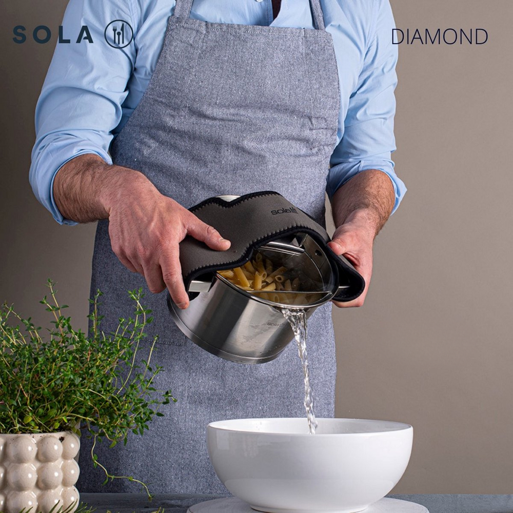 Sola Topfset Diamond 4-teilig – Edelstahl – downdraft-geeignet – Kochtöpfe Ø 16, 18, 20 cm & Stieltopf Ø 16 cm – geeignet für alle Herdarten