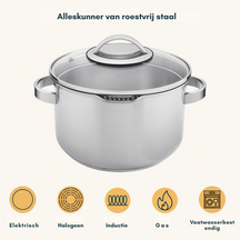 Sola Topfset Diamond 4-teilig – Edelstahl – downdraft-geeignet – Kochtöpfe Ø 16, 18, 20 cm & Stieltopf Ø 16 cm – geeignet für alle Herdarten