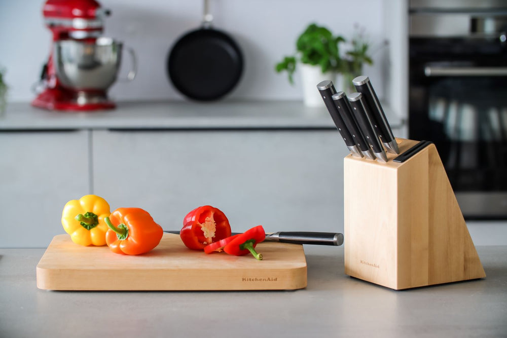 KitchenAid Messerblock Gourmet Birke-Edelstahl 6-tlg - Messerset mit Schleifer