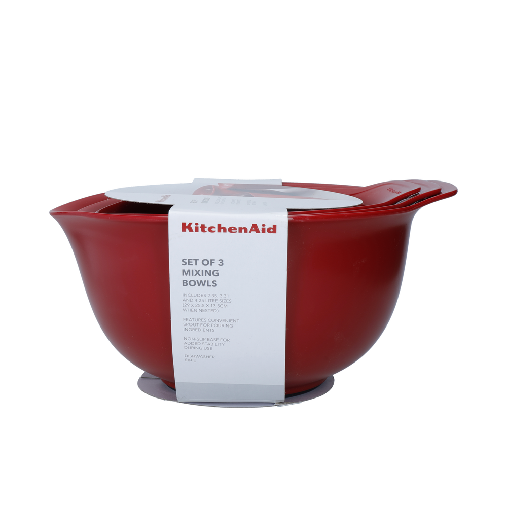 KitchenAid Rühr-/Mischschüssel Core Kunststoff Kaiserrot 2,4/3,3/4,3L - 3er-Set