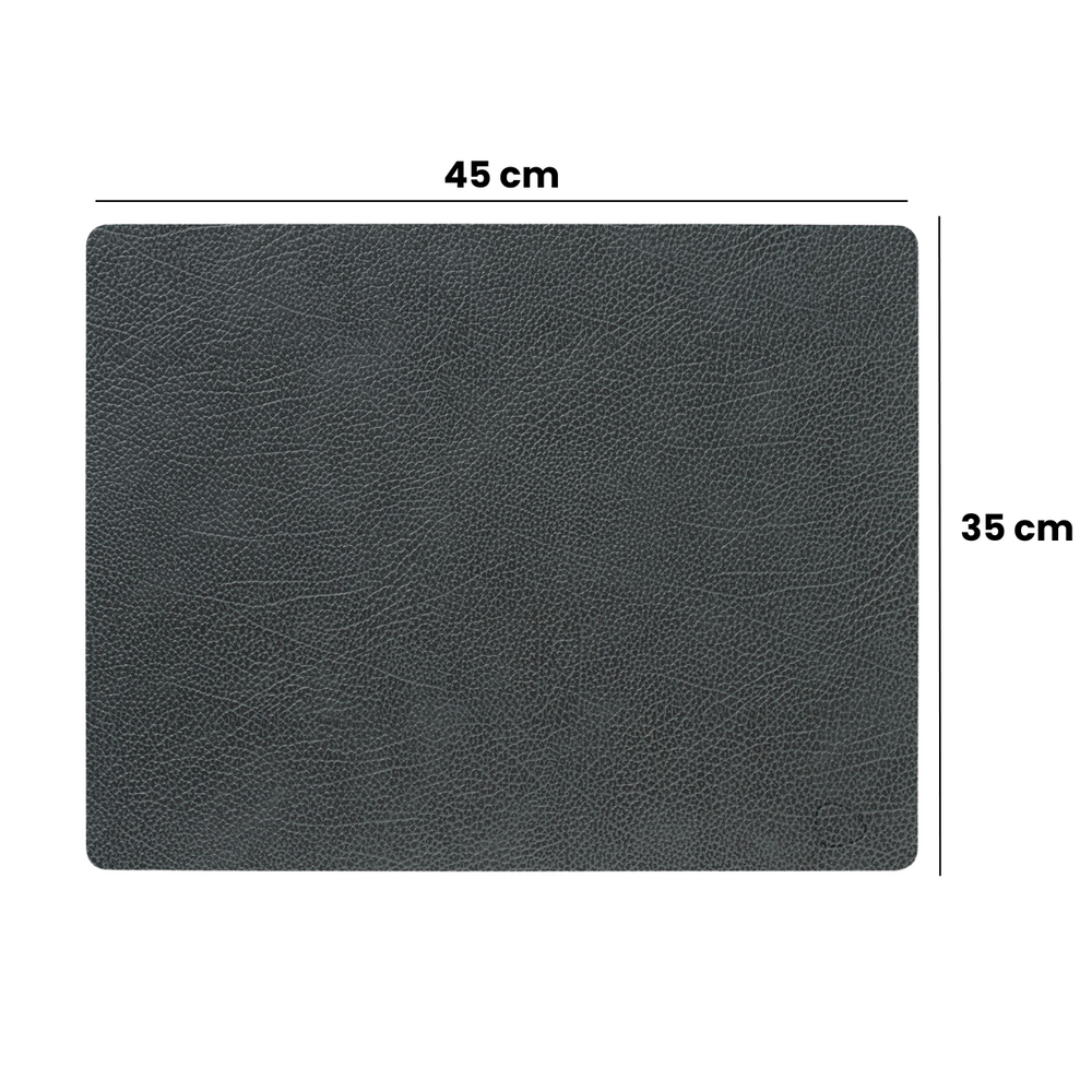 LIND DNA Tischsets Hippo - Leder - Schwarz Anthrazit - 45 x 35 cm - 2 Stück