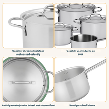 Sola Topfset Mirage - Edelstahl - Kochtopf ø 16, 18, 20 cm & Stielkasserolle ø 16 cm - Induktionsgeeignet - 4-teilig