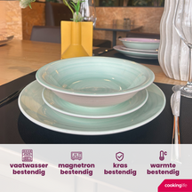 Cookinglife Pastel Harmony 18-teiliges Geschirrset / 6 Personen – 6 Speiseteller, 6 Frühstücksteller und 6 tiefe Teller