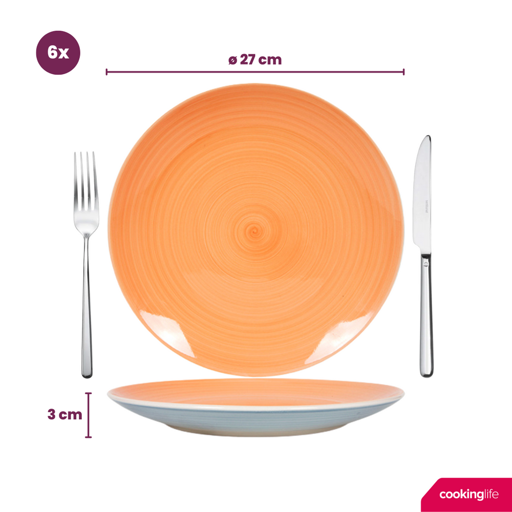 Cookinglife Pastel Harmony 18-teiliges Geschirrset / 6 Personen – 6 Speiseteller, 6 Frühstücksteller und 6 tiefe Teller