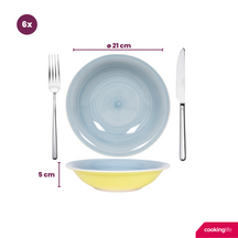 Cookinglife Pastel Harmony 18-teiliges Geschirrset / 6 Personen – 6 Speiseteller, 6 Frühstücksteller und 6 tiefe Teller