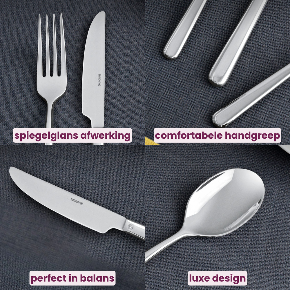 Sambonet Besteckset Linear - Schwarz - 24-teilig / 6 Personen