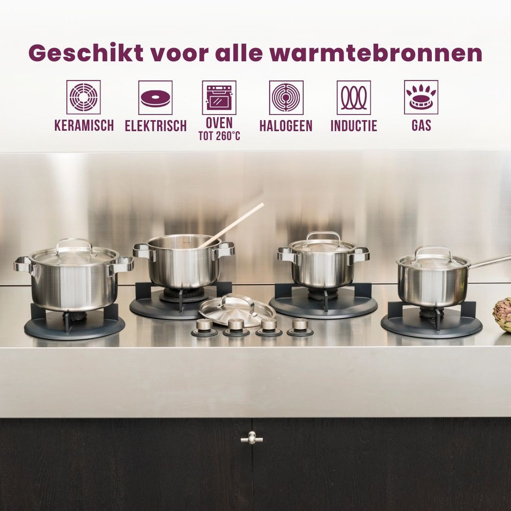 Sola Topfset Ruby 4-Teilig Premium Triply Edelstahl - Kochtopf ø 16, 18, 20 cm & Stielkasserolle ø 16 cm - Induktionsgeeignet