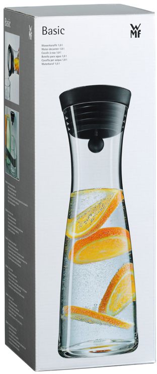 WMF Basic Wasserkaraf - Tropffrei - Inkl. Fruchtfilter - Schwarz / Silber - 1,5 Liter