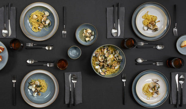ASA Selection Geschirrset Saisons - Denim - 18-teilig / 6 Personen - 6 Dinner-Teller, 6 Frühstücksteller und 6 Schalen
