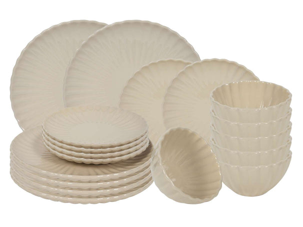 Cookinglife Geschirrset Cardida Beige 18-teilig / 6 Personen - 6 Speiseteller, 6 Frühstücksteller und 6 Schalen