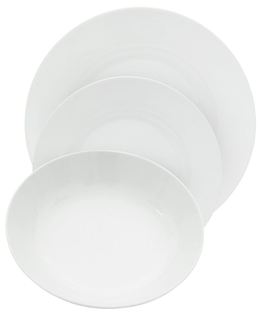 Studio Tavola Geschirrset Weiß - 18-teilig / 6 Personen - 6 Speiseteller, 6 Suppenteller und 6 Frühstücksteller